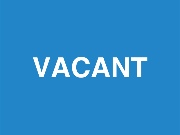 The word 'VACANT' in white writing, within a blue box.